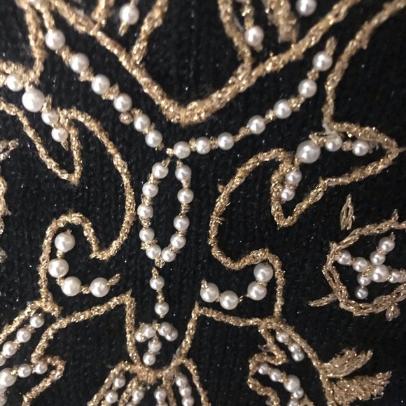 Jocelyn  Smith vintage black and gold cardigan sweater size Large - Picture 2 of 7